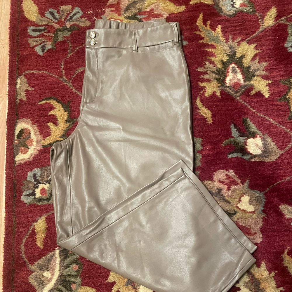 Chico's Tan Faux Leather Pants NWT
